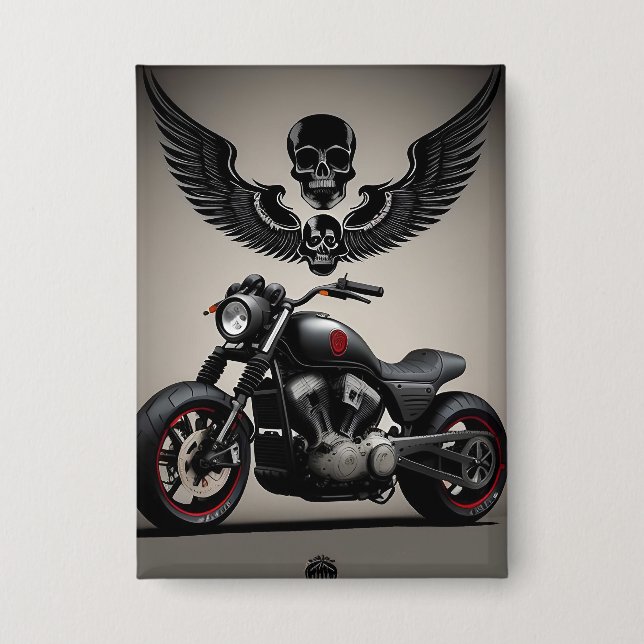 Custom Motorcycle with Skull and Wing Graphic (Front)