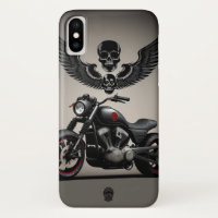 Custom Motorcycle with Skull and Wing Graphic