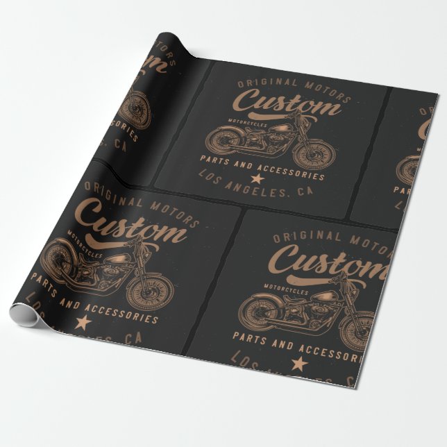 Custom Motorcycles Wrapping Paper (Unrolled)