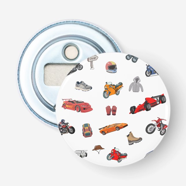 Custom Motorsports & Racing Pattern Ping Pong  Bottle Opener (Front)