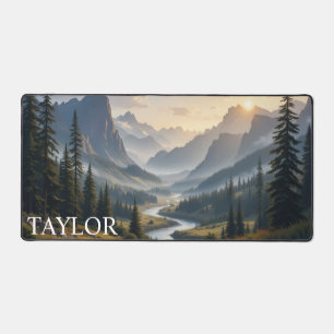 Custom Mountain Desk Mat with Name   Summit Glow M