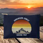 Custom Mountain Sunset Navy Blue Hiking Accessory Pouch<br><div class="desc">This cool orange vintage sunset over rocky mountains in nature makes a great image on a cute retro navy blue cosmetic bag for a mountain hiking trip or camping vacation for a family who loves to spend time outdoors and the wilderness.</div>