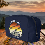 Custom Mountain Sunset Navy Blue Hiking Dopp Kit<br><div class="desc">This cool orange vintage sunset over rocky mountains in nature makes a great image on a cute retro navy blue toiletry bag for a mountain hiking trip or camping vacation for a family who loves to spend time outdoors and the wilderness.</div>