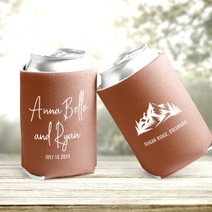 Custom Mountain Wedding Guest Favor Can Cooler