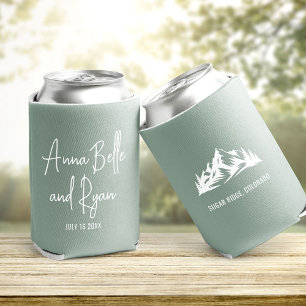Custom Mountain Wedding Guest Favor Can Cooler