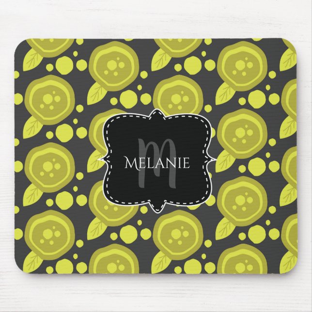 Custom Mouse Pad Poppies Floral Roses Polka Dots (Front)