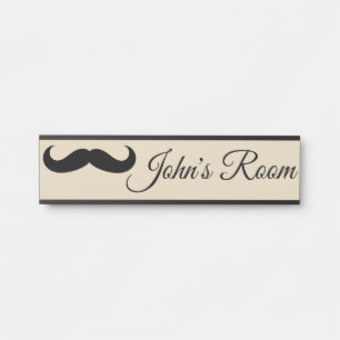 Custom Moustache Design Name Door Sign