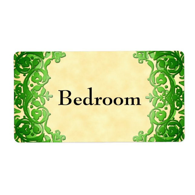 Custom Moving Tag Green Vintage Floral Labels (Front)