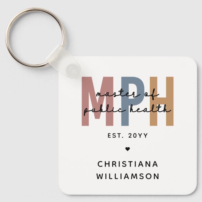 Custom MPH Master of Public Health Graduation Key Ring (Front)