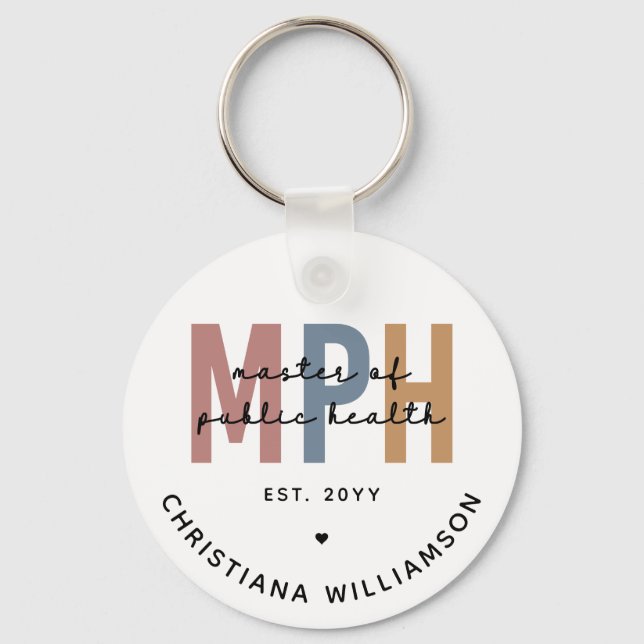 Custom MPH Master of Public Health Graduation Key Ring (Front)