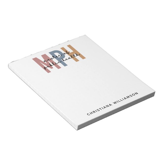 Custom MPH Master of Public Health Graduation Notepad (Angled)