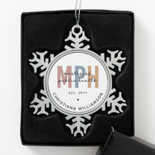 Custom MPH Master of Public Health Graduation Snowflake Pewter Christmas Ornament