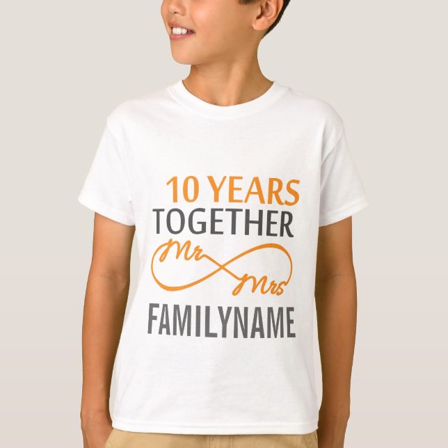 Custom Mr and Mrs 10th Anniversary T-Shirt (Front)