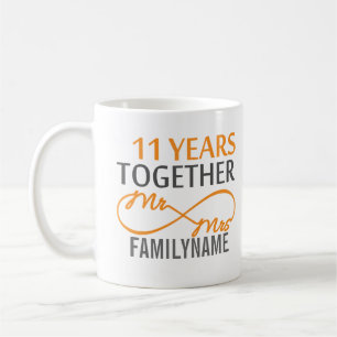 Custom Mr and Mrs 11th Anniversary Coffee Mug