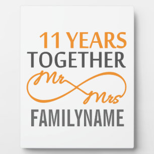 Custom Mr and Mrs 11th Anniversary Plaque
