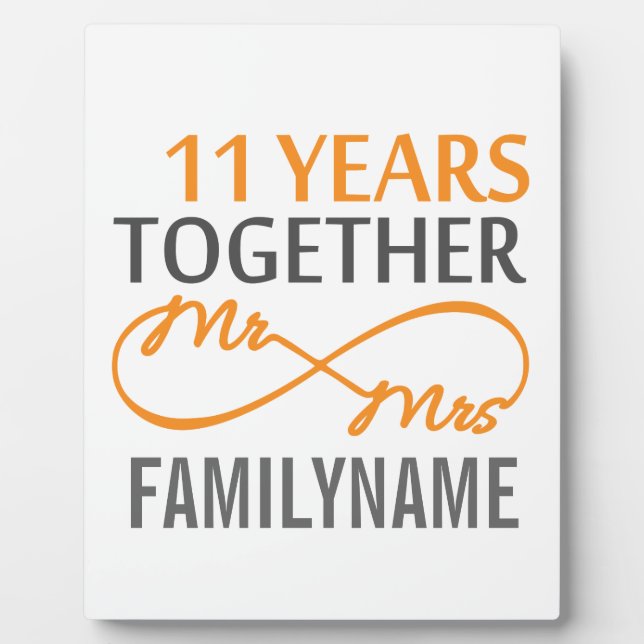 Custom Mr and Mrs 11th Anniversary Plaque (Front)
