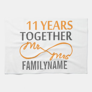 Custom Mr and Mrs 11th Anniversary Tea Towel