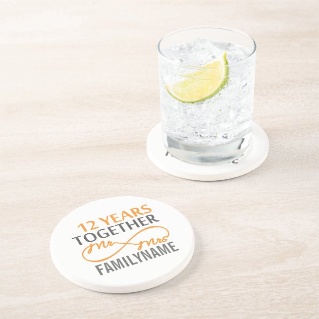 Custom Mr and Mrs 12th Anniversary Coaster (Side)