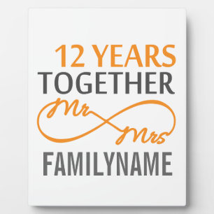 Custom Mr and Mrs 12th Anniversary Plaque