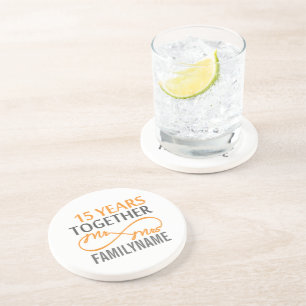 Custom Mr and Mrs 15th Anniversary Coaster