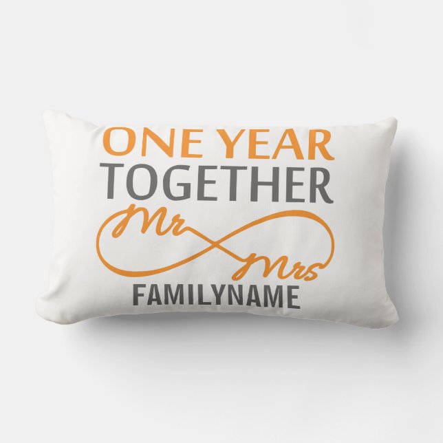 Custom Mr and Mrs 1st Anniversary Lumbar Cushion (Front)