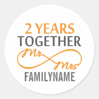 Custom Mr and Mrs 2nd Anniversary Classic Round Sticker