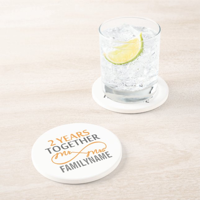 Custom Mr and Mrs 2nd Anniversary Coaster (Side)