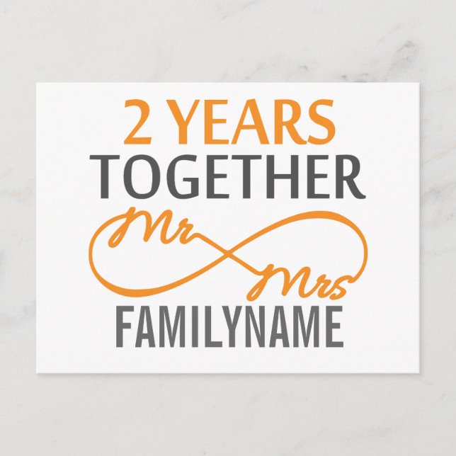 Custom Mr and Mrs 2nd Anniversary Postcard (Front)