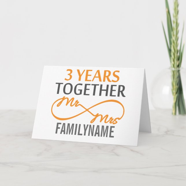 Custom Mr and Mrs 3rd Anniversary Card (Front)