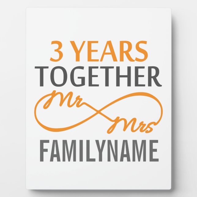 Custom Mr and Mrs 3rd Anniversary Plaque (Front)