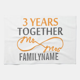 Custom Mr and Mrs 3rd Anniversary Tea Towel