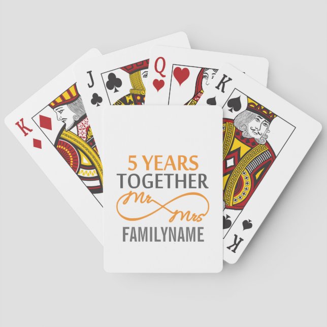 Custom Mr and Mrs 5th Anniversary Playing Cards (Back)