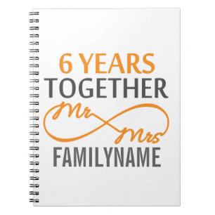 Custom Mr and Mrs 6th Anniversary Spiral Notebook