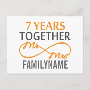 Custom Mr and Mrs 7th Anniversary Postcard