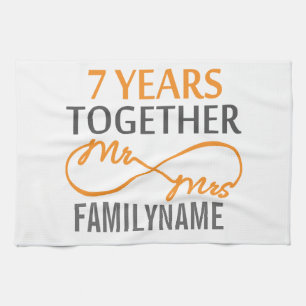 Custom Mr and Mrs 7th Anniversary Tea Towel