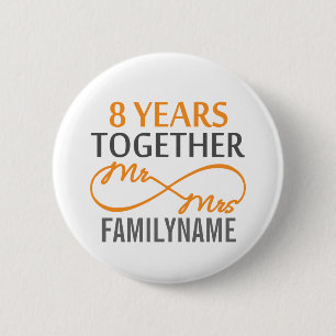 Custom Mr and Mrs 8h Anniversary 6 Cm Round Badge