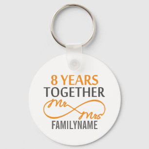 Custom Mr and Mrs 8h Anniversary Key Ring