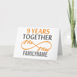 Custom Mr and Mrs 9th Anniversary Card