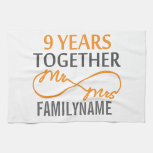 Custom Mr and Mrs 9th Anniversary Tea Towel