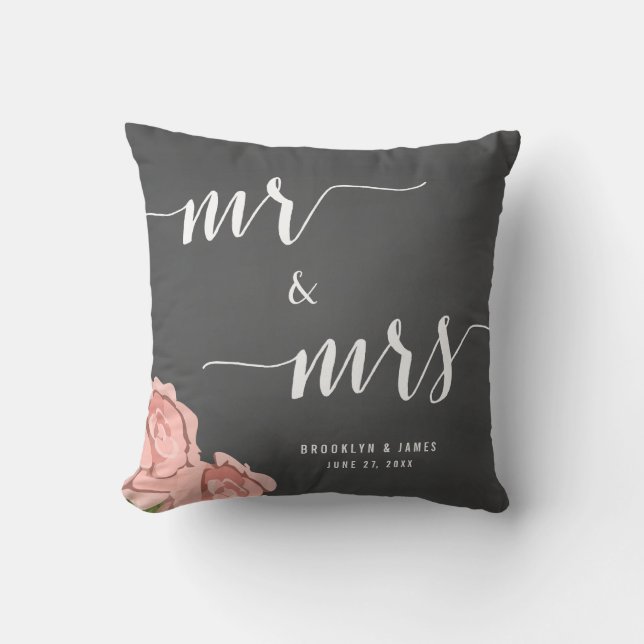 Custom Mr. And Mrs. Chalkboard Wedding Pillows (Front)