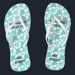Custom mr and mrs couple beach wedding flip flops<br><div class="desc">Custom mr and mrs couple beach wedding flip flops. Personalised Hawaiian beach flower monogram wedding flipflops for bride and groom or guests. Elegant party favour set with custom surname or monogram and tropical Hibiscus floral pattern. Custom background and strap colour for him and her / men and women. Romantic aqua...</div>