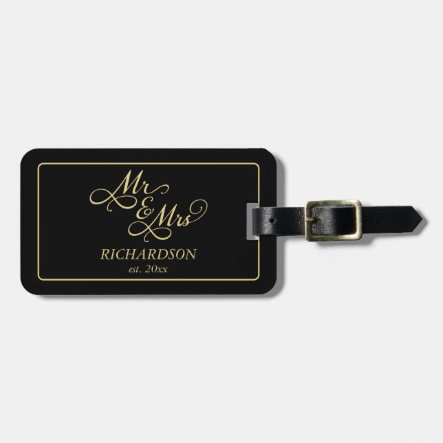 Custom Mr and Mrs Couple  Luggage Tag (Front Horizontal)