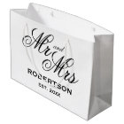 Custom Mr and Mrs newlyweds large wedding gift bag