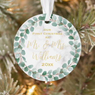 Custom Mr and Mrs Our First Christmas Married  Ornament