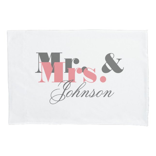 Custom mr and mrs pillowcase for newlyweds couple (Front)