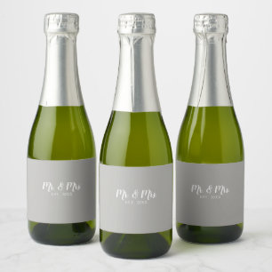 Custom Mr and Mrs Script Established Wedding  Sparkling Wine Label