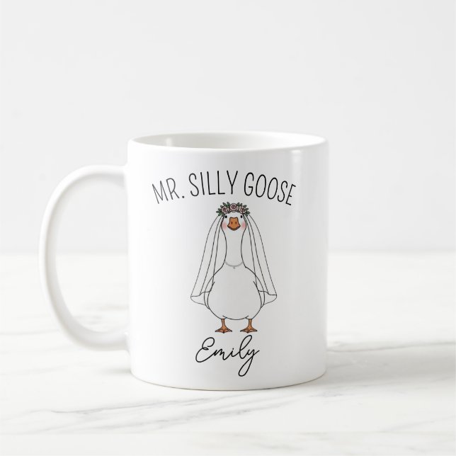 Custom Mr. and Mrs Silly Goose Wedding Mug Engagem (Left)