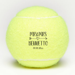Custom mr and mrs wedding tennis ball gift set