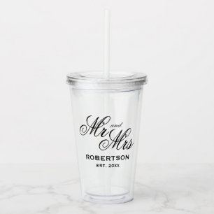 Custom Mr & Mrs acrylic tumbler glass for wedding
