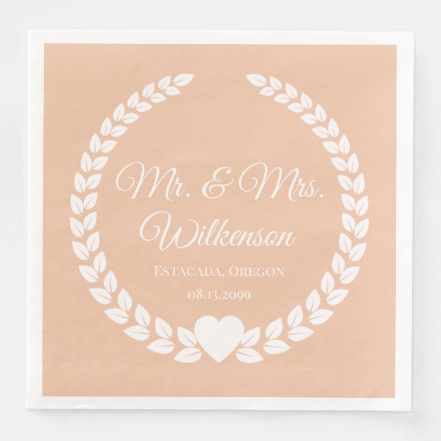 Custom Mr. & Mrs. Bride and Groom Newlywed Napkin (Front)